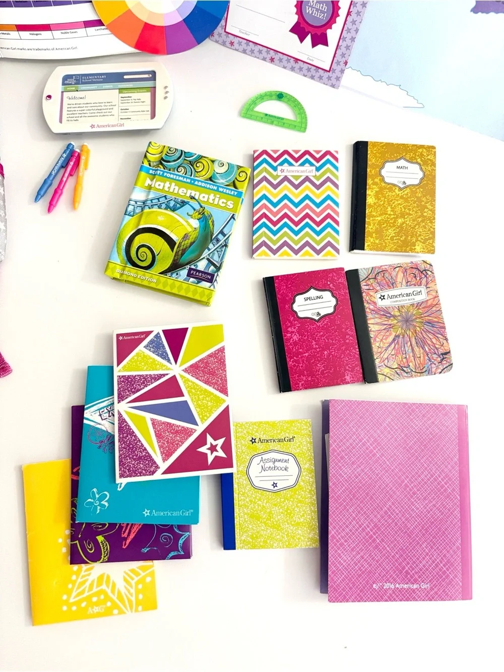 American Girl Back to school - backpack, folders and school supplies.